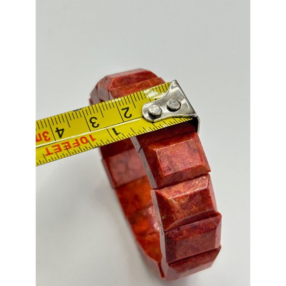 Vintage Apple Coral Sponge Coral Stretch Elastic Bracelet Red Beaded Stretchable - Picture 8 of 8